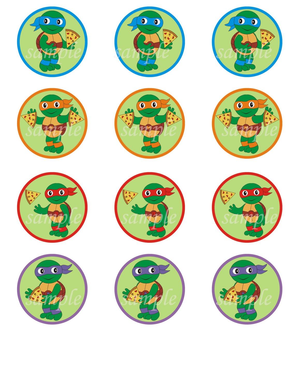 TMNT Cupcake toppers Teenage Mutant Ninja Turtles Cupcake