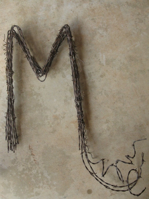 Barbed Wire Letter 'M' by TheCowboysCloset on Etsy