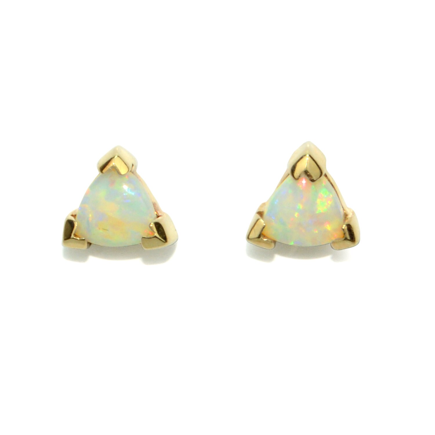 Opal Earrings Opal Stud Earrings in 14k Yellow Gold