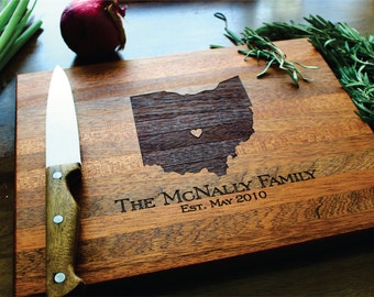 Personalized Cutting Board, Christmas Gift, Gift For Her, State Love, Anniversary Gift, Custom Engraved Ohio State (ANY STATE), Brother Gift