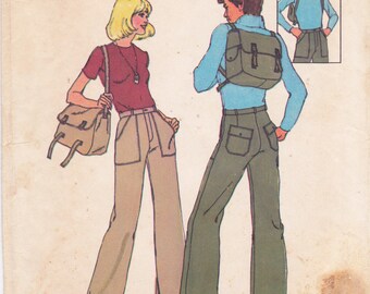 1970s Mens Pants Patch Pockets Wide Leg and Pattern for Knapsack from Simplicity Patterns