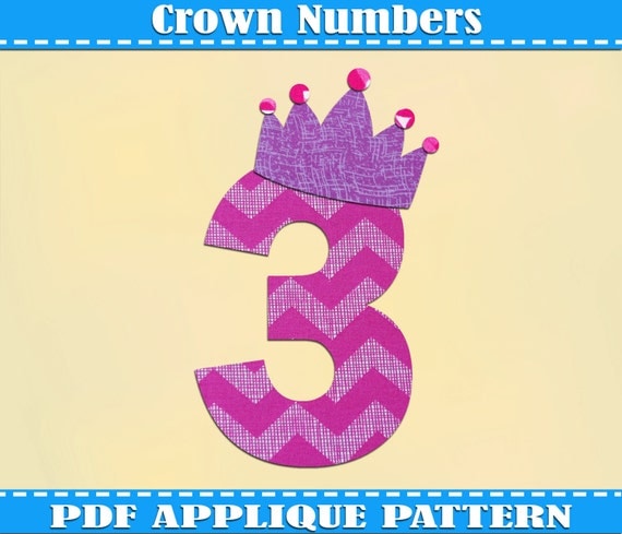 items similar to crown numbers applique pattern template pdf download