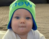 New!- Upcycled Aviator Hat / Bomber Hat, Reversible Baby Hat