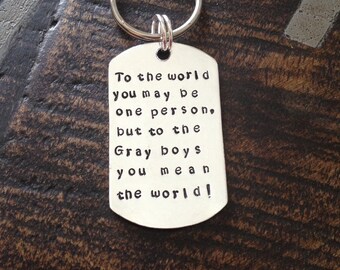 Quote Keychain Special Message Keychain Handstamped Keychain Personalized Keychain Custom Keychain Silver Keychain Gift Keychain