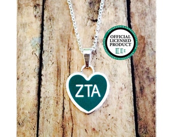 Zeta Tau Alpha Enamel Heart Necklace | Zeta Tau Alpha Necklace | Sorority Necklace | Zeta Tau Alpha Heart | Heart Necklace | ZTA Necklace