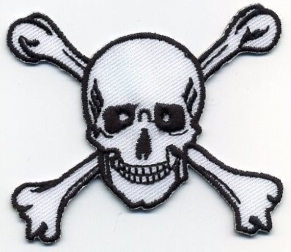 Skull and Crossbones Skull Patch Applique Iron or Sew On Patch