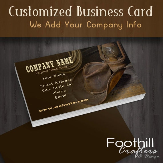 card business create printable a free Cowboy Western Business Lasso Design Hat Premade Card