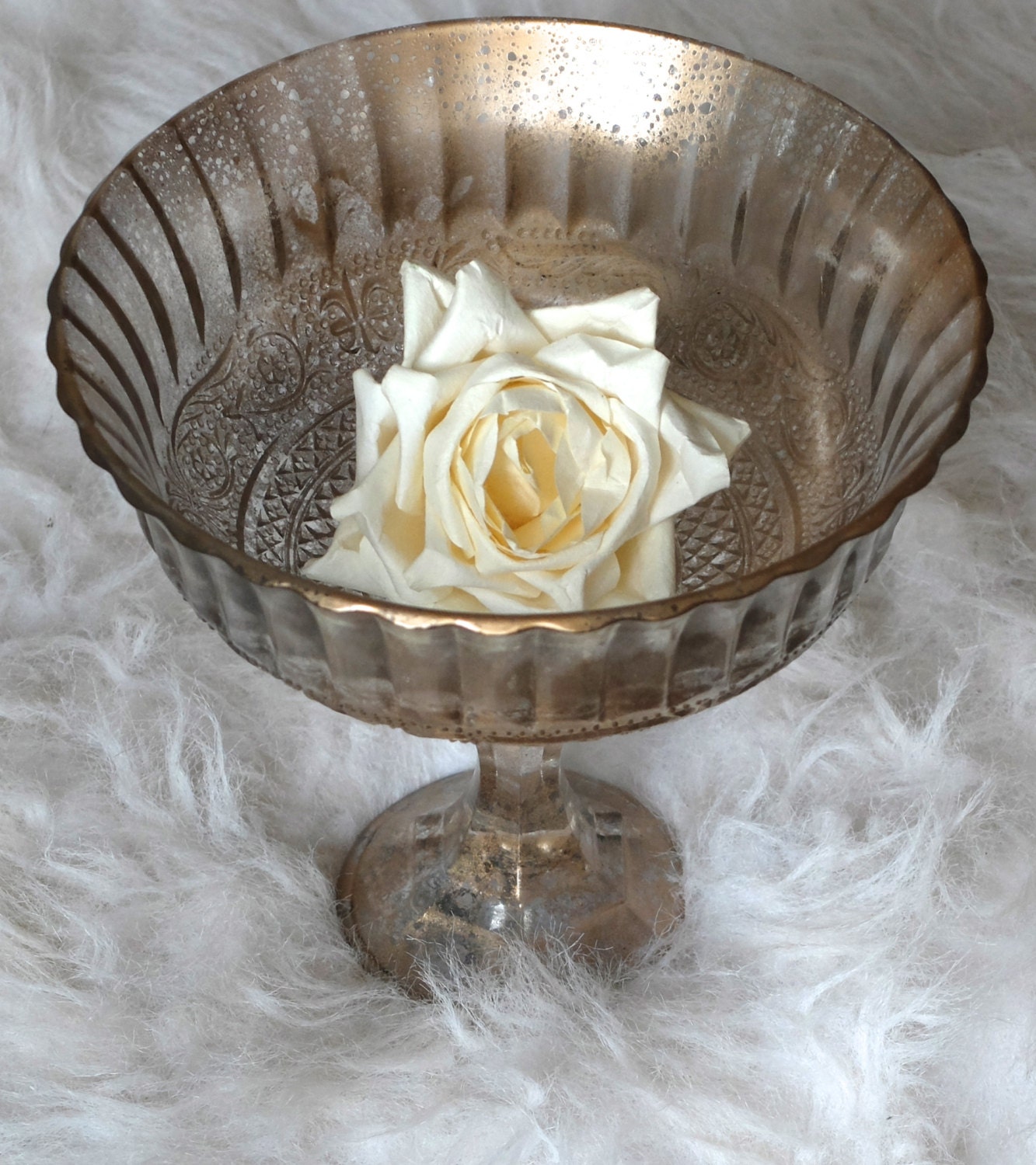 Metallic Gold Vases Mercury Glass Pedestal Vase by PeonyAndPetunia