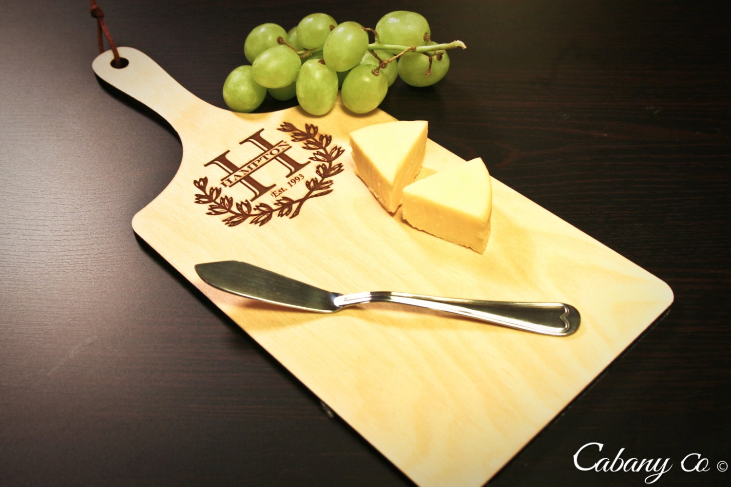 Personalized Cheese Board Wood Engraved Serving Board by CabanyCo