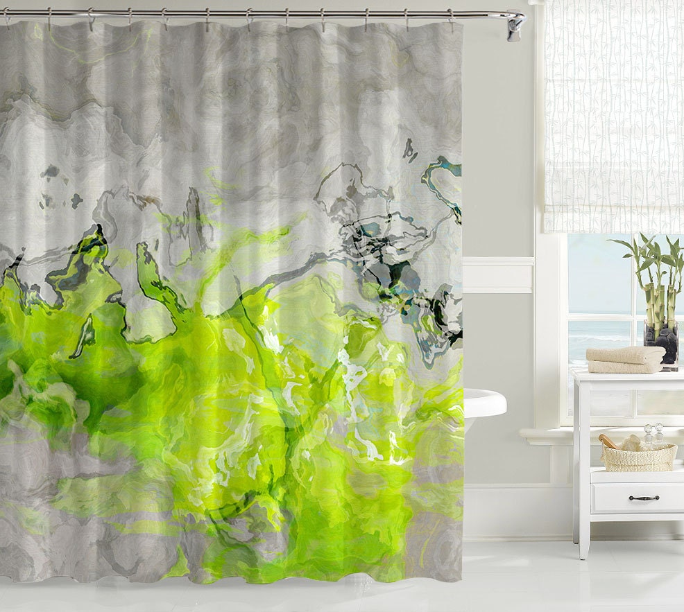 navy and green shower curtain