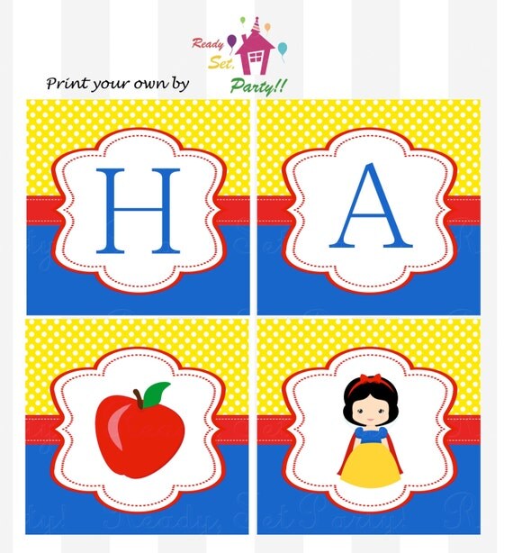 snow white happy birthday banner by love this moment