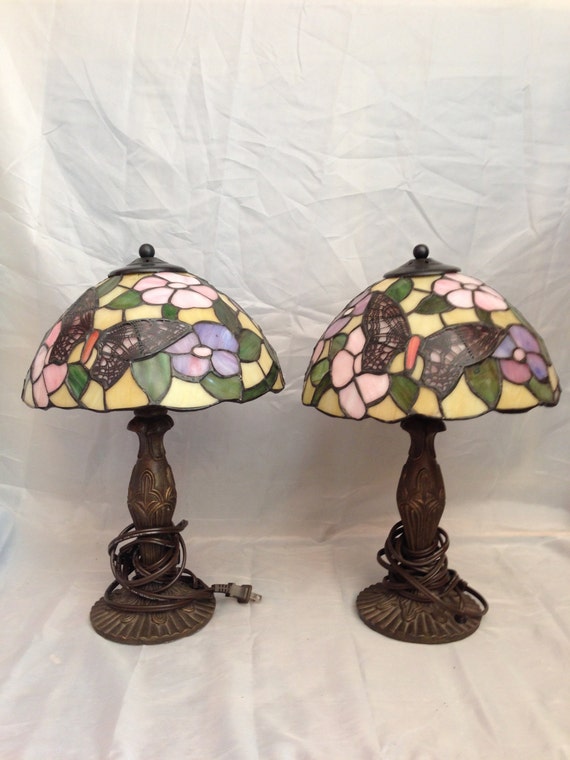 Butterfly Tiffany Style Lamps Art Glass Diminutive Lamp