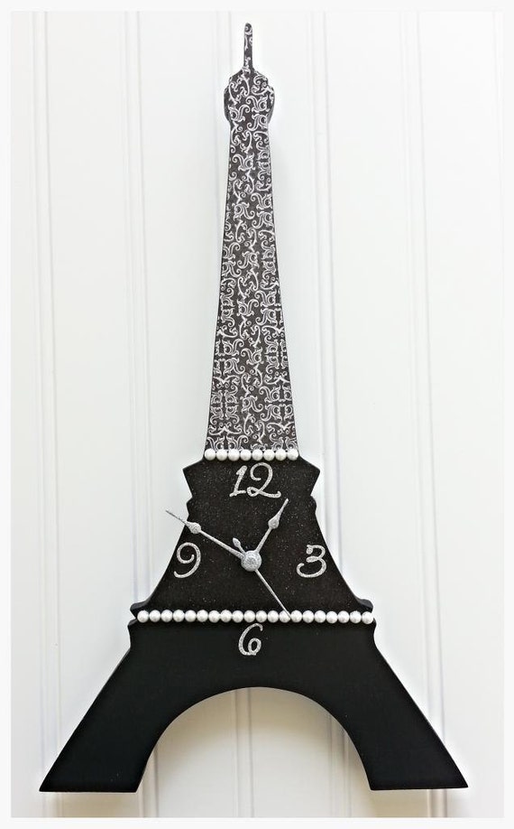 Items similar to Paris Custom Wood Eiffel Tower Clock Wall ...