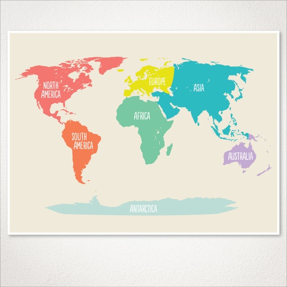 World Map Kids Nursery Room Decor Baby Nursery Art Playroom