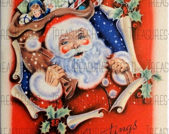 Vintage Santa Claus Christmas Card #80 Digital Download