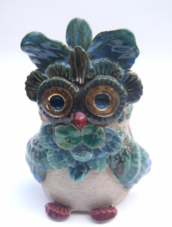 Ceramic Owl Sculpture Home Decor Ceramic by KarinZurCeramicArt