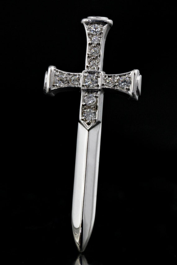 Handmade Sword 925 Sterling Silver With Cubic Zirconia And