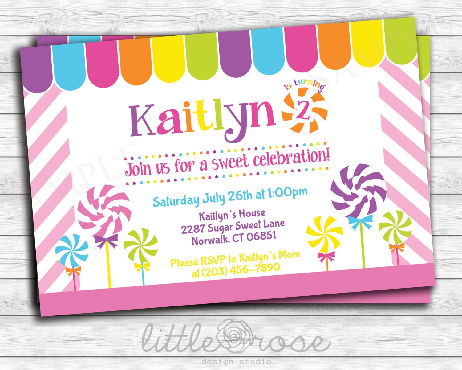 Candy Theme Birthday Party Invitation Kids DIY-Printable