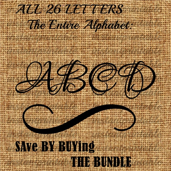All 26 letters of Alphabet Calligraphy Bundle Monogram