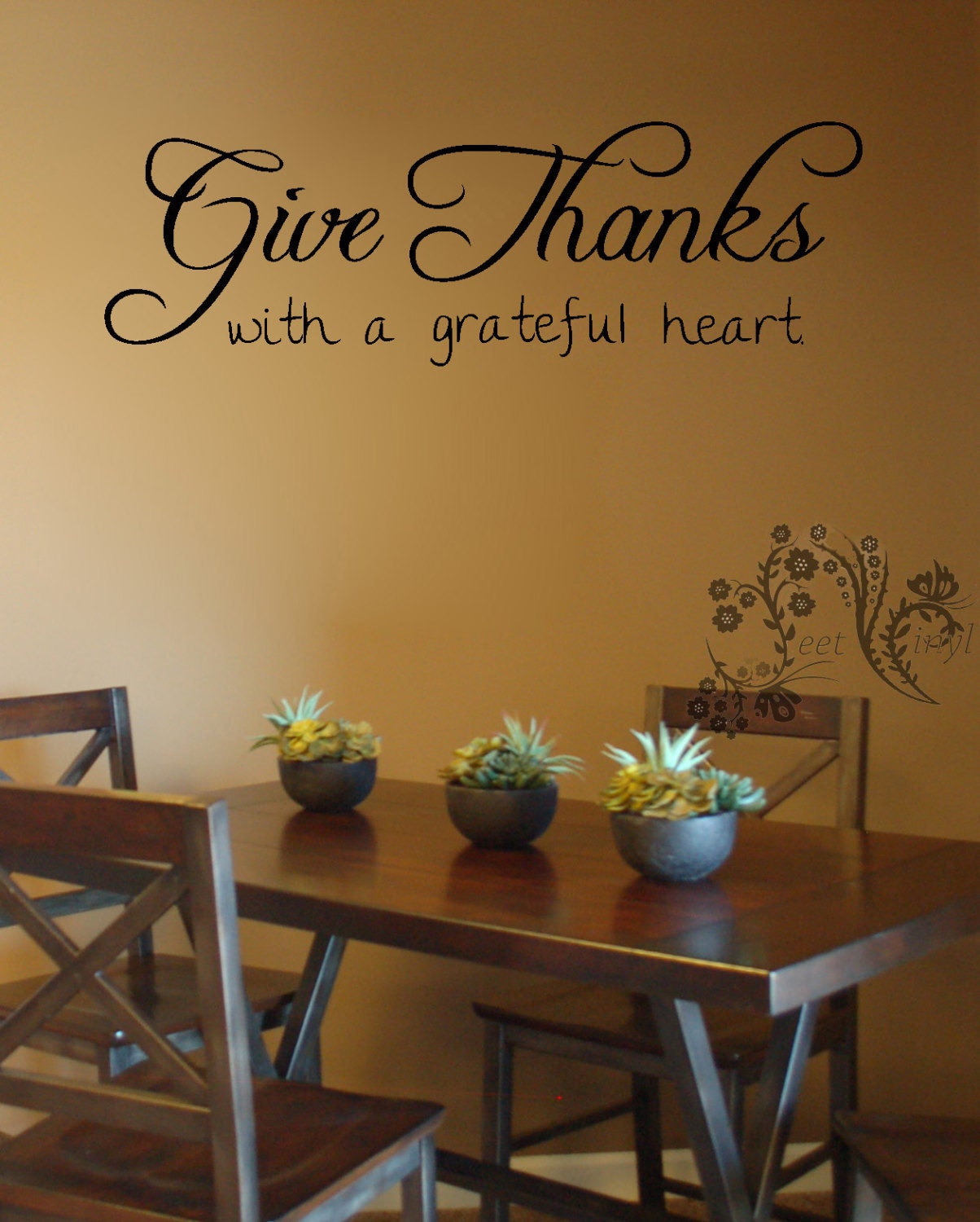 Give Thanks with a grateful heart. Wall Decals Wall Vinyl