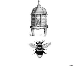 Victorian Bee Hive and Bumble Bee Wickedly Lovely skin art temporary tattoo