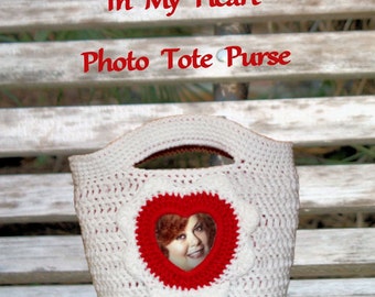 In My Heart - Reversible Photo Tote Purse Crochet Pattern PDF