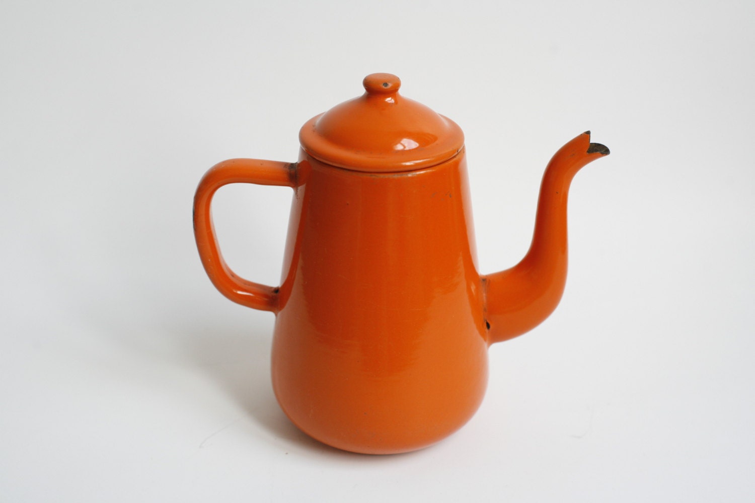 SALE orange enamel coffee pot vintage French by VintageFrenchDecor