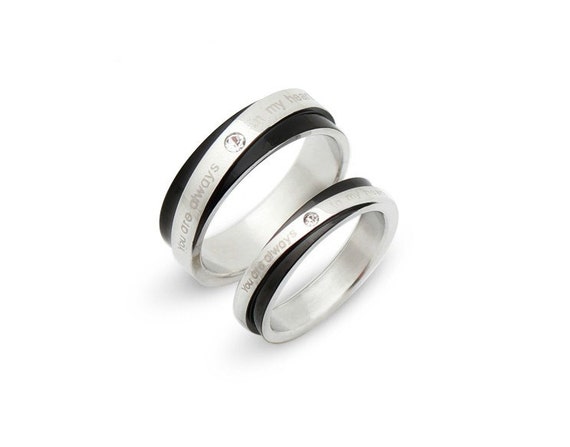 Matching Ring Set titanium infinity Wedding Band Ring 6mm 4mm Custom ...