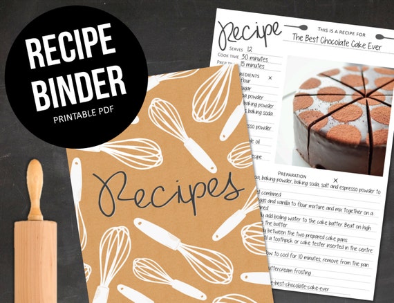 Recipe Binder PRINTABLE Kit Recipe Organizer