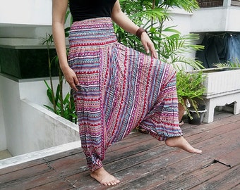 Aladdin Drop Crotch Yoga Pants Harem Boho Printed Sarongs Fisherman ...