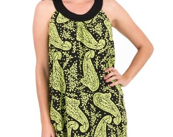 Sun Dress Alice Viscose Rayon – Lime & Black