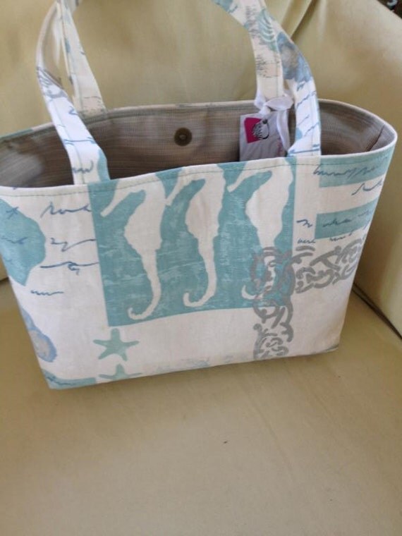 Items similar to Seashore Tote with Turquoise Accents on Etsy