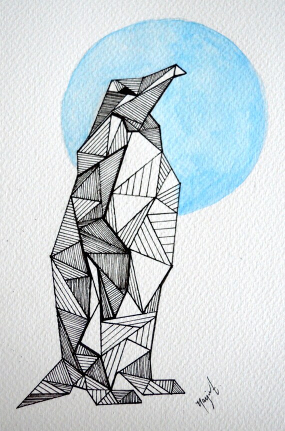 geometric penguin drawing by 0004 on etsy geometric penguin drawing by 0004 on etsy