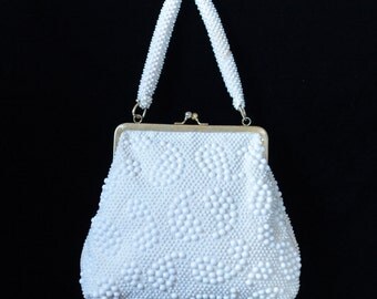 Items similar to Beaded Victorian Purse Handbag Ivory Pearl Bridal on Etsy