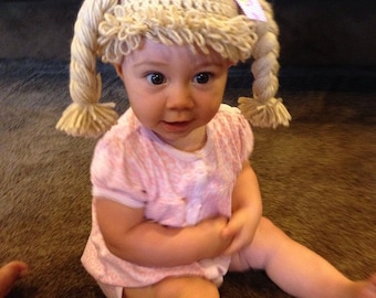 Cabbage Patch Hat Cabbage Patch Wig for Child Costume any color and size, braids or pigtails Inspired by Cabbage Patch Doll