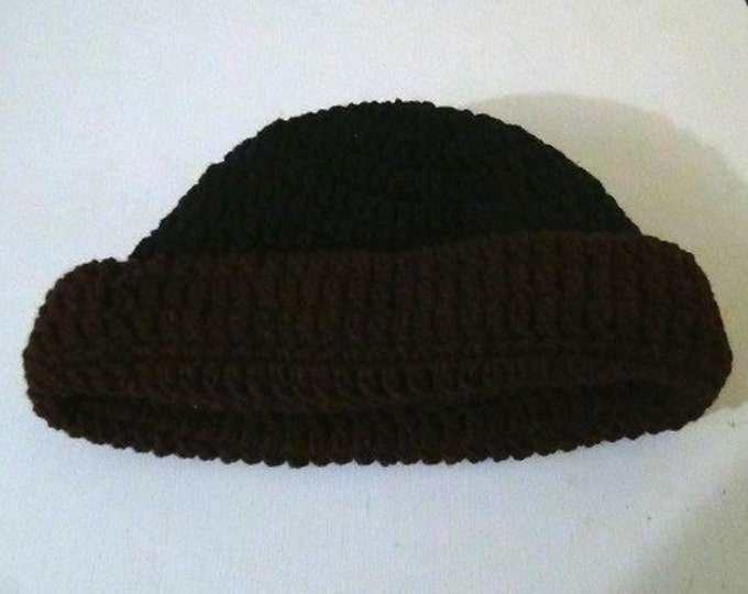 Hat - Winter Hat - Black Brown Reversible Headwear - Fishermans Cap