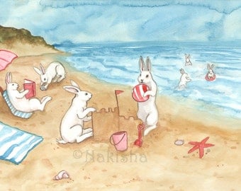 A Day at the Beach - Fine Art Rabbit Print