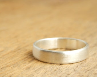 The Perfect Ring in SATIN. 5 mm sterling silver band, simple wedding band, recycled comfortable silver wedding band, plain wedding ring.