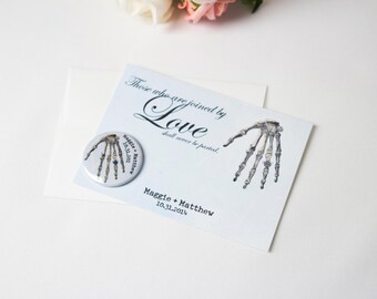 Halloween Wedding Save the Date Magnet, Custom Invitations, Goth Wedding, Vintage Invite, Anatomical Drawing, Til Death Do Us Part
