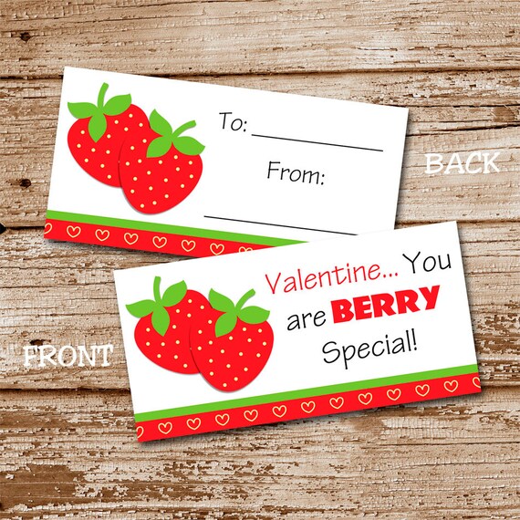 PRINTABLE | Strawberry Valentine's Day Bag Toppers | Favor Tags, Candy Bag Toppers | Berry Sweet Il_570xn