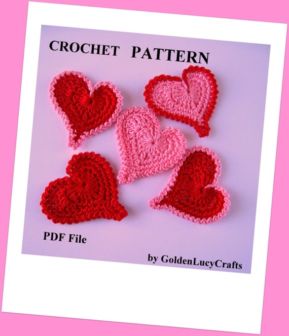 Crochet Pattern Asymmetrical Heart Applique PDF File