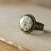 Real flower ring - handmade resin jewelry - brown rustic ring with Gypsophila paniculata flowers