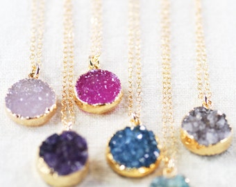 Noelani Necklace-Gold Druzy Necklace,gold druzy necklace,gold necklace,gold pendant necklace,mother's day gift,graduation gift,gift for teen