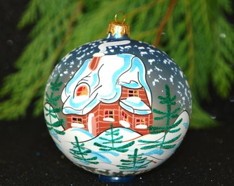 Hand Painted Christmas Ornament Glass Ball Holiday by aniamelisa