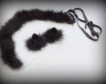 Black Cat costume, Cat ears and tail,edc edm rave accessories,Plus size option, black cat tail and ears,comic con cosplay, sexy cat