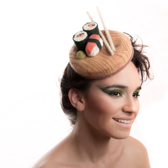 MADE TO ORDER Sushi Fascinator, Fresh and Tasty Food Hat
