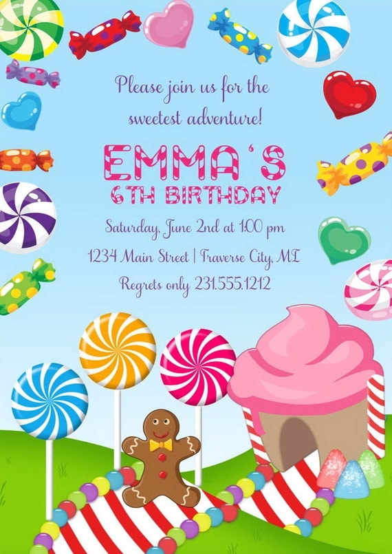 Free Candyland Birthday Invitations Template 1