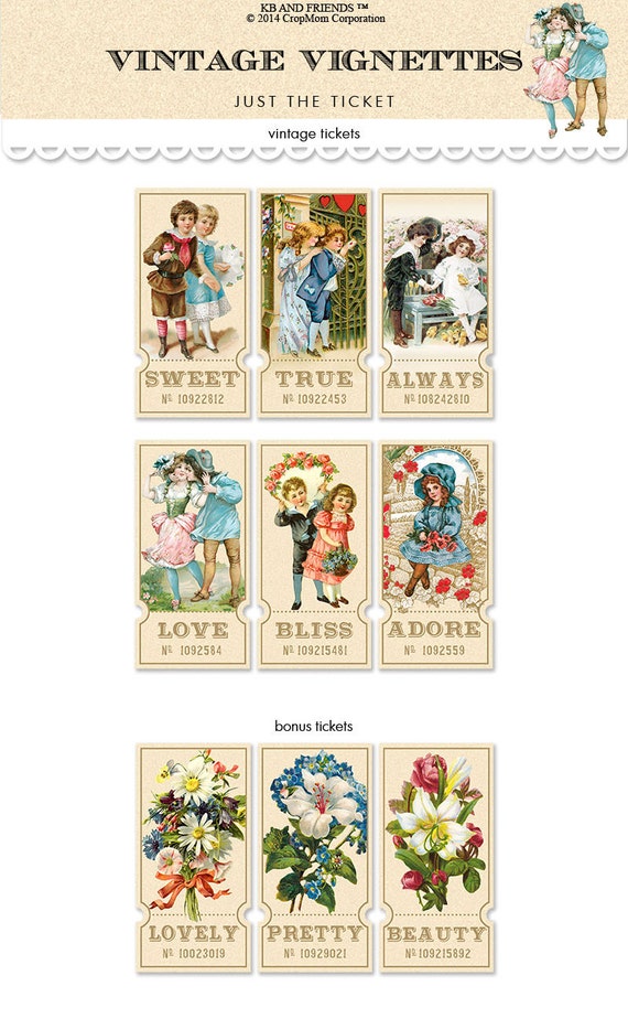 digital vintage tickets vintage vignettes collage sheet