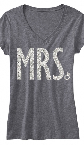 MRS. GLITTER Bride Shirt Gray V-neck, Bride Vneck, Wedding shirt, Bridal shirt, Bride Vneck, wedding