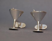 Martini glass handmade cufflinks Sterling silver